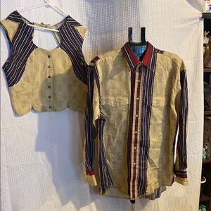 Wrangler Vintage Striped Snap-Up Shirt and Vest Set